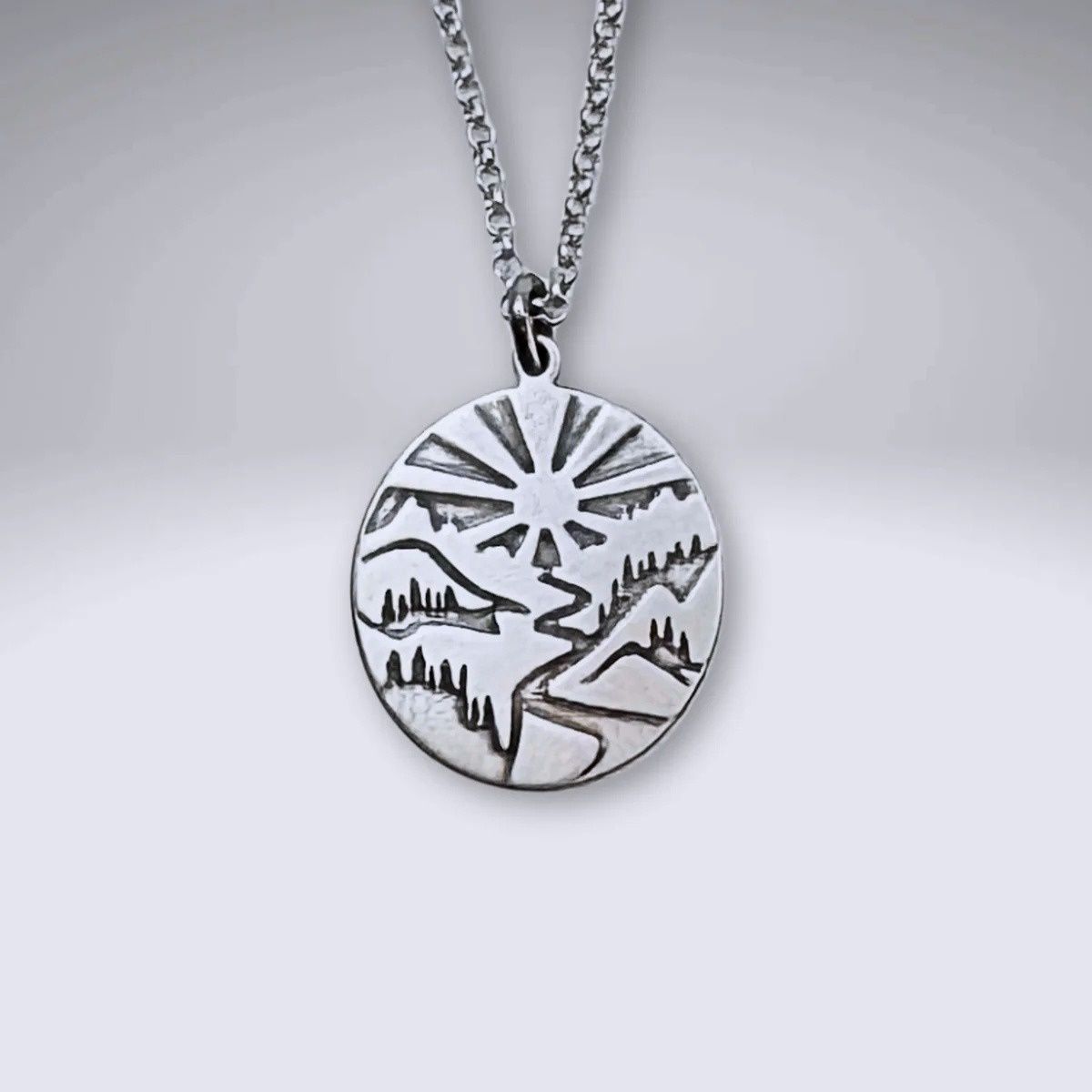 Going-to-the-Sun Necklace, Silver - Made in Montana