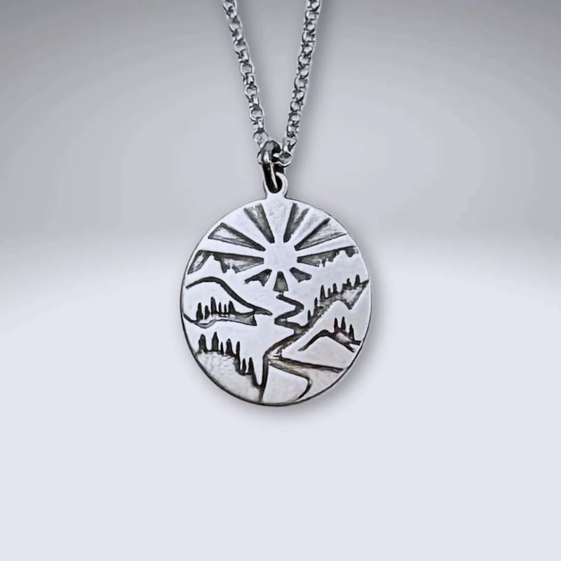 Going-to-the-Sun Necklace, Silver - Made in Montana
