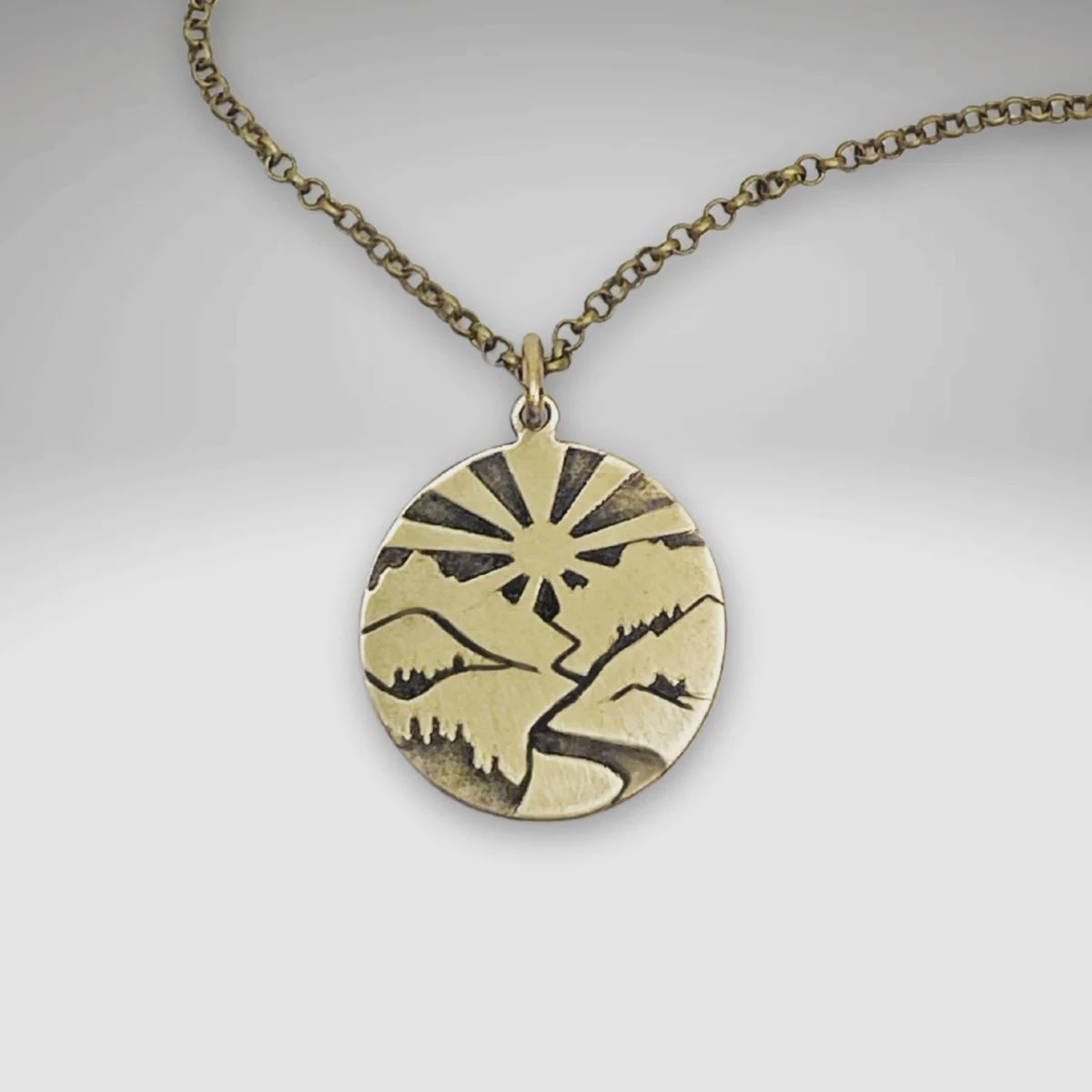 Brass Going to the Sun Necklace