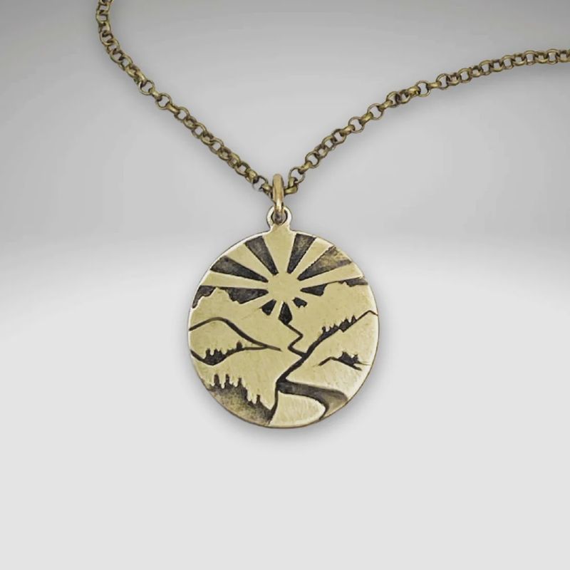 Brass Going to the Sun Necklace