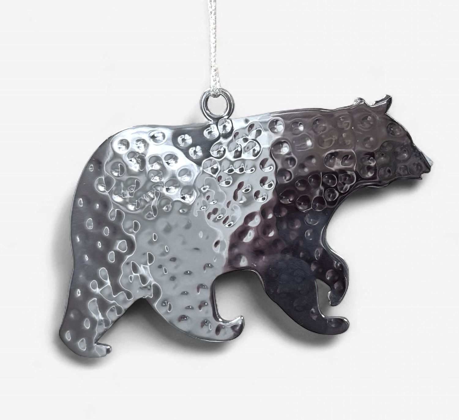 Hammered Stainless Steel Grizzly - Ornament