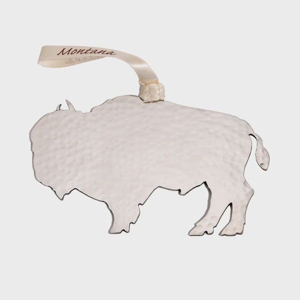 Buffalo Hammered Silver Ornament