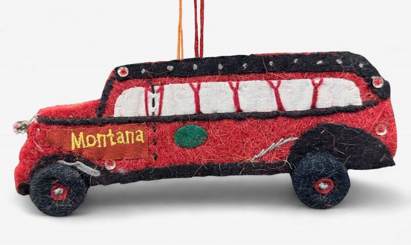 Red Jammer Bus - Wool Ornament