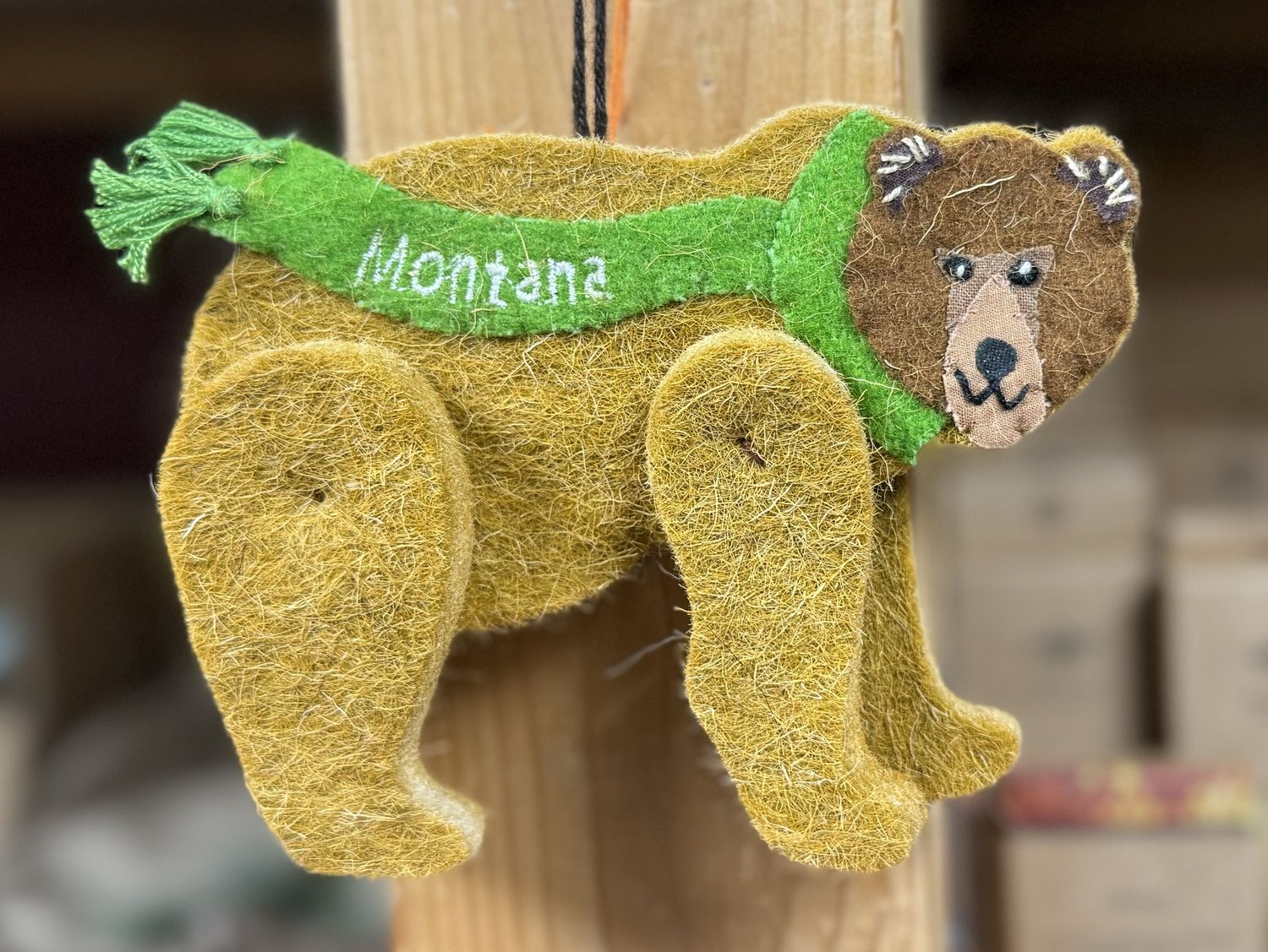 Montana Brown Bear Wool Ornament