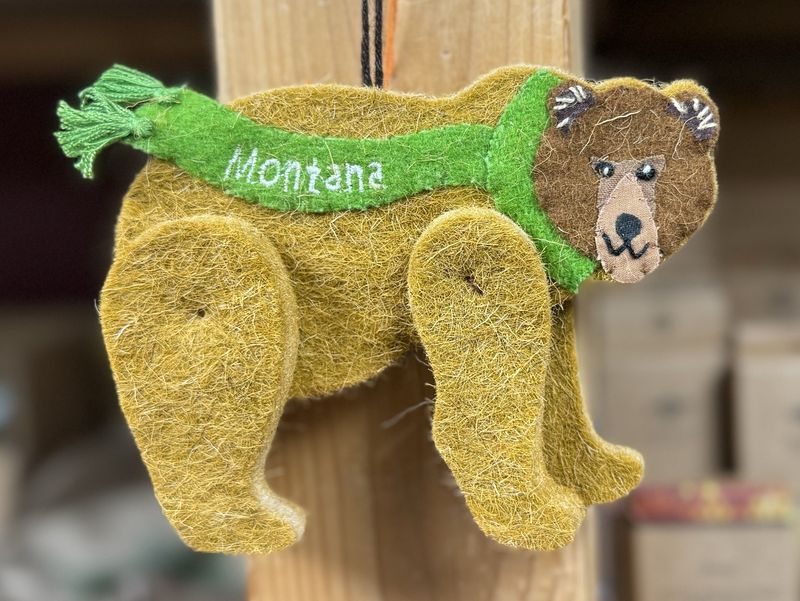 Montana Brown Bear Wool Ornament