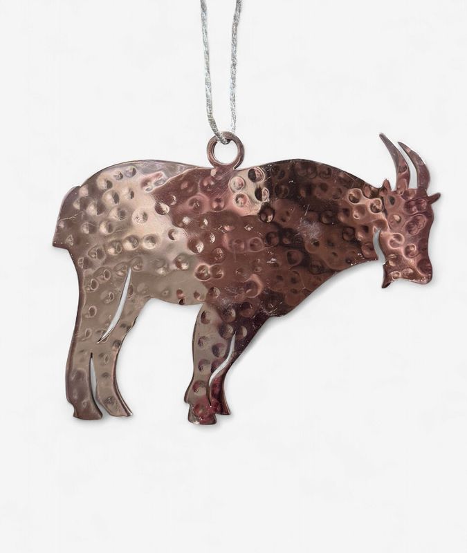 Hammered Copper Mountain Goat - Ornament