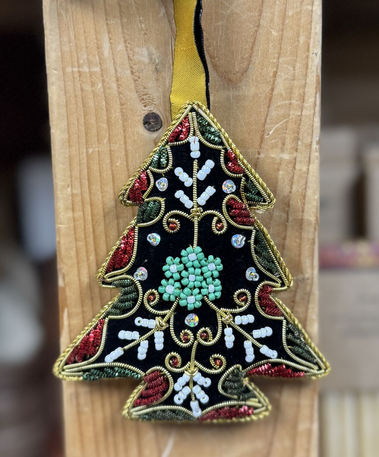 Hand Beaded Black Christmas Tree