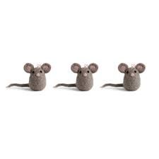 Felted Mini Mice Grey Ornament
