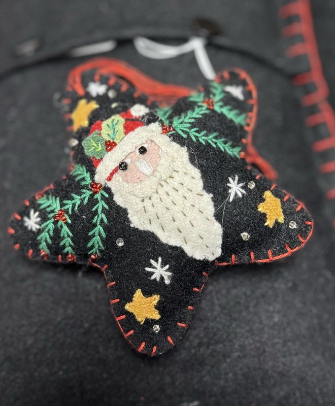 Black Star Santa Face Ornament