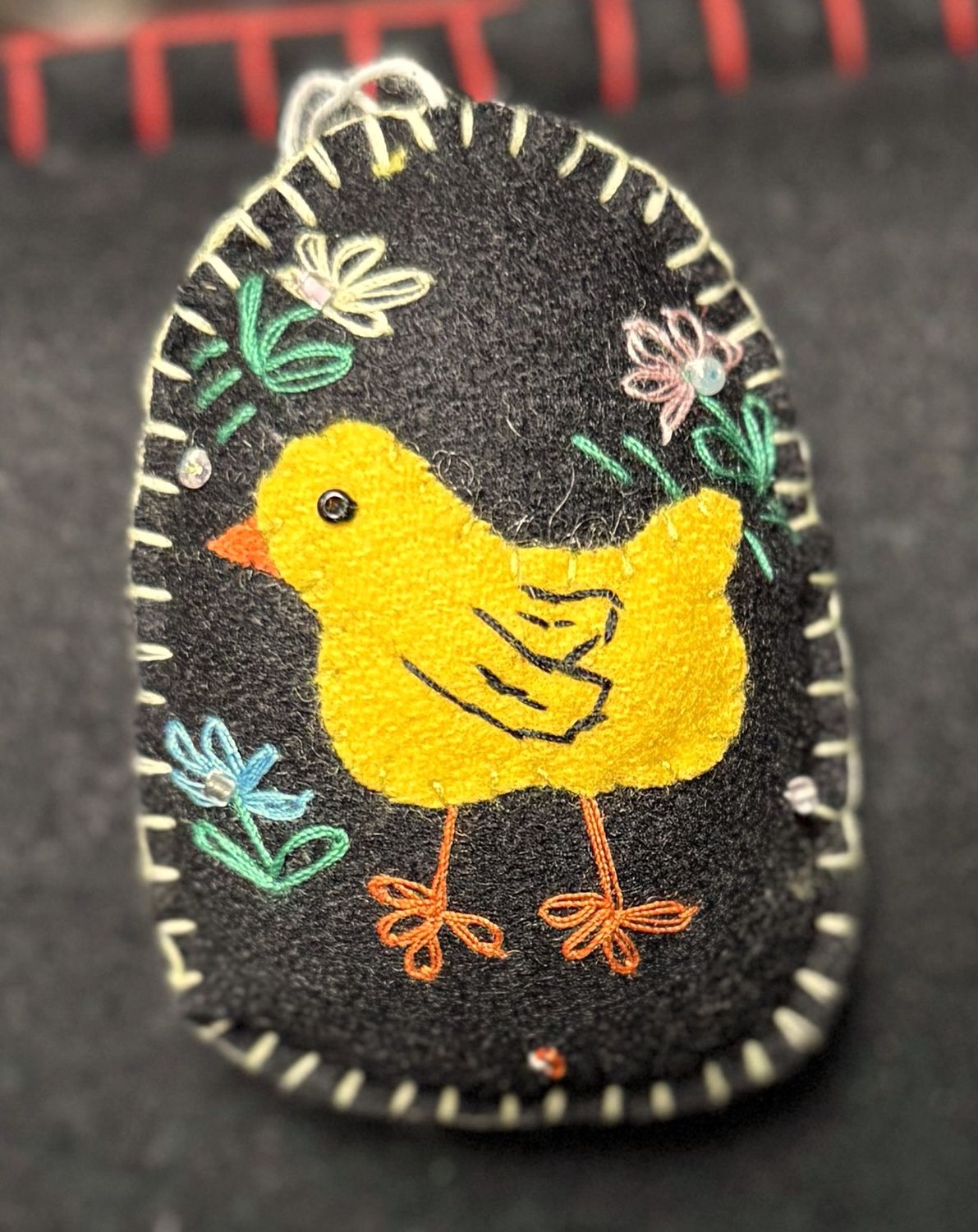 Handmade Felt Chick - Oval Ornament