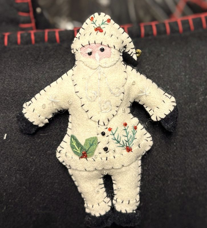 Felt Applique Santa Ornament - White