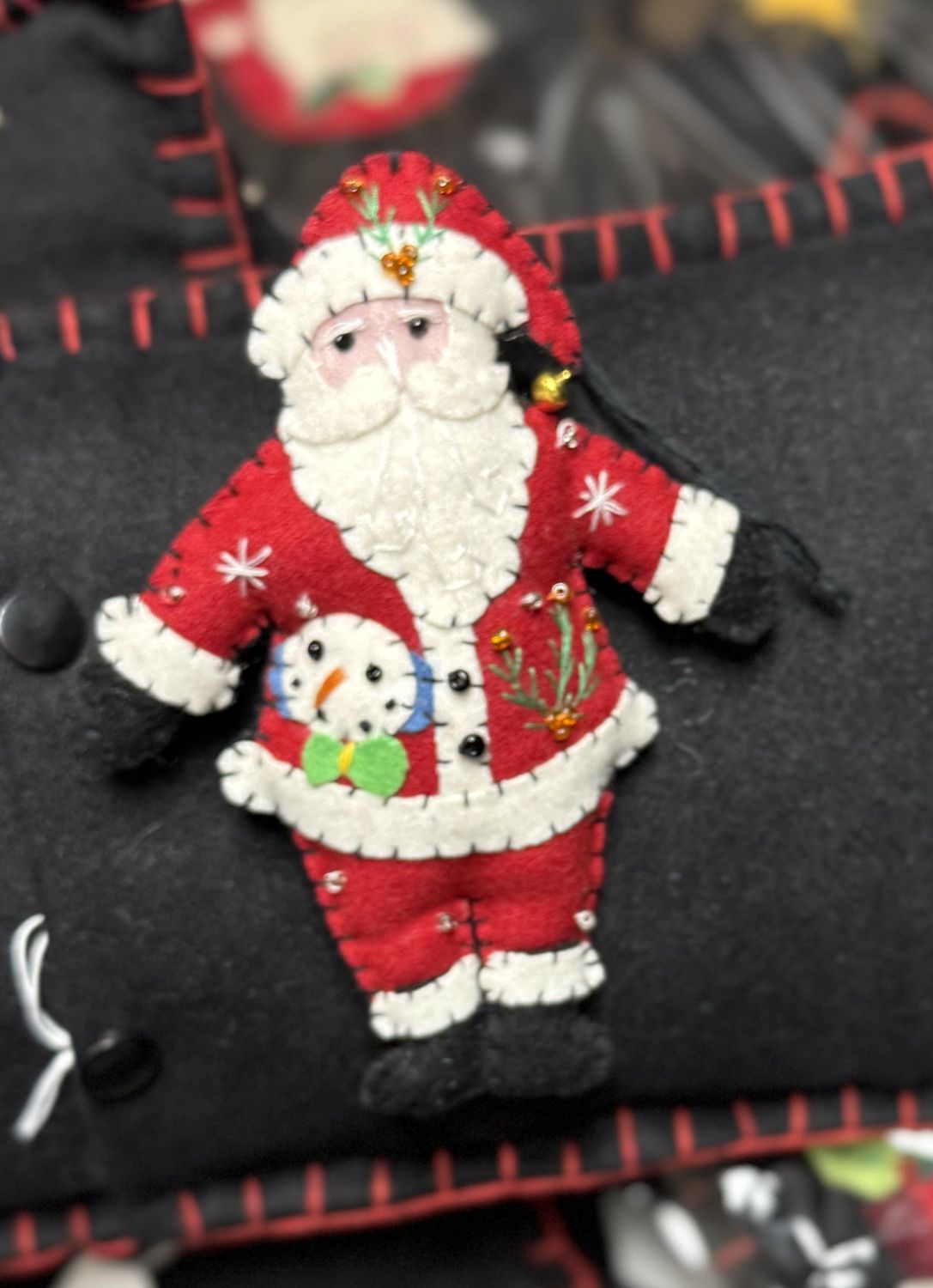 Hand Stitched Santa Ornament