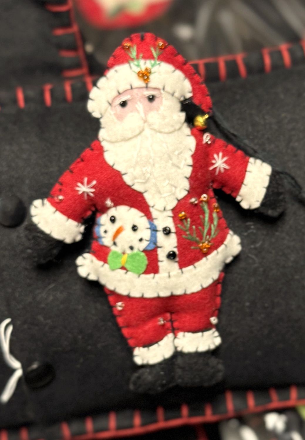 Hand Stitched - Santa Ornament