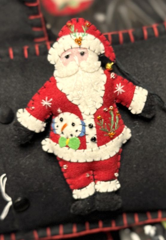 Hand Stitched - Santa Ornament