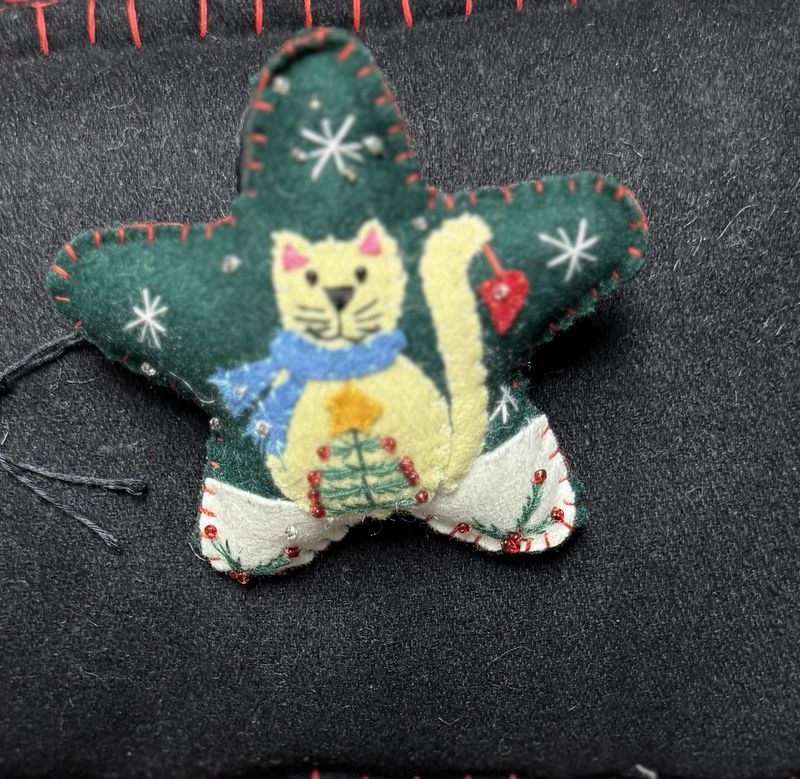 Cat Green  Star Ornament