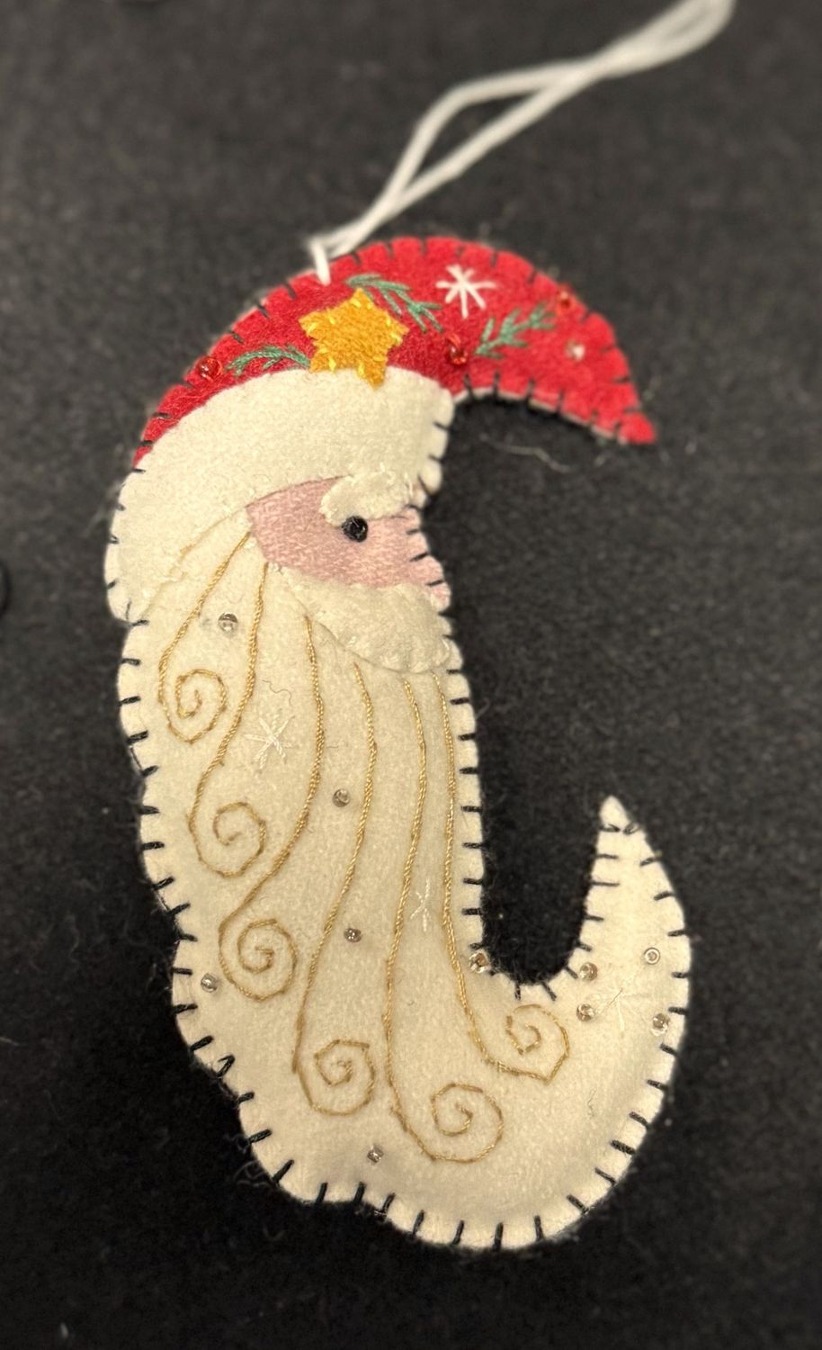 Santa Profile Applique - Handmade Felt Ornament