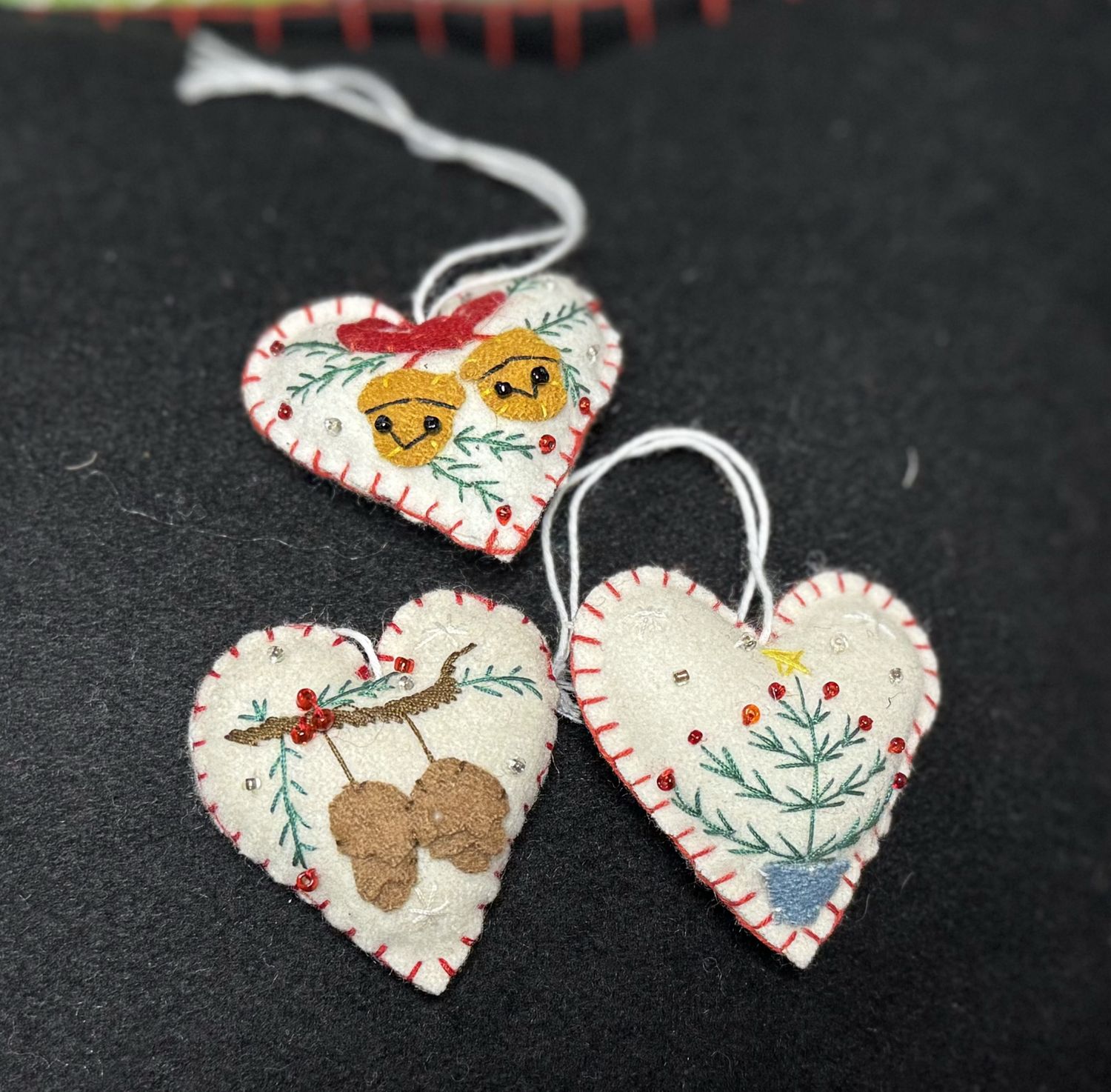 Mini Heart Pinecones, Christmas Trees and Bell Ornament