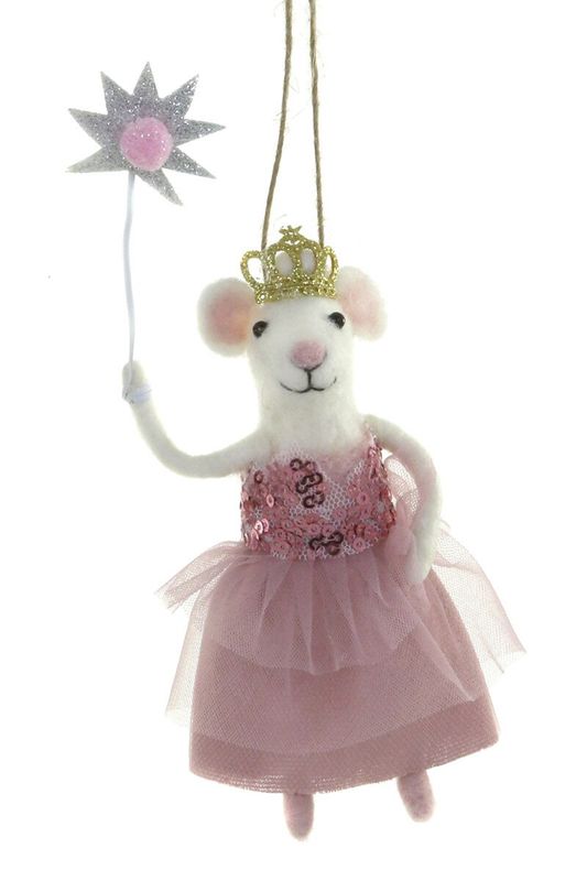 Pink Princess Mouse - Handmade Ornament