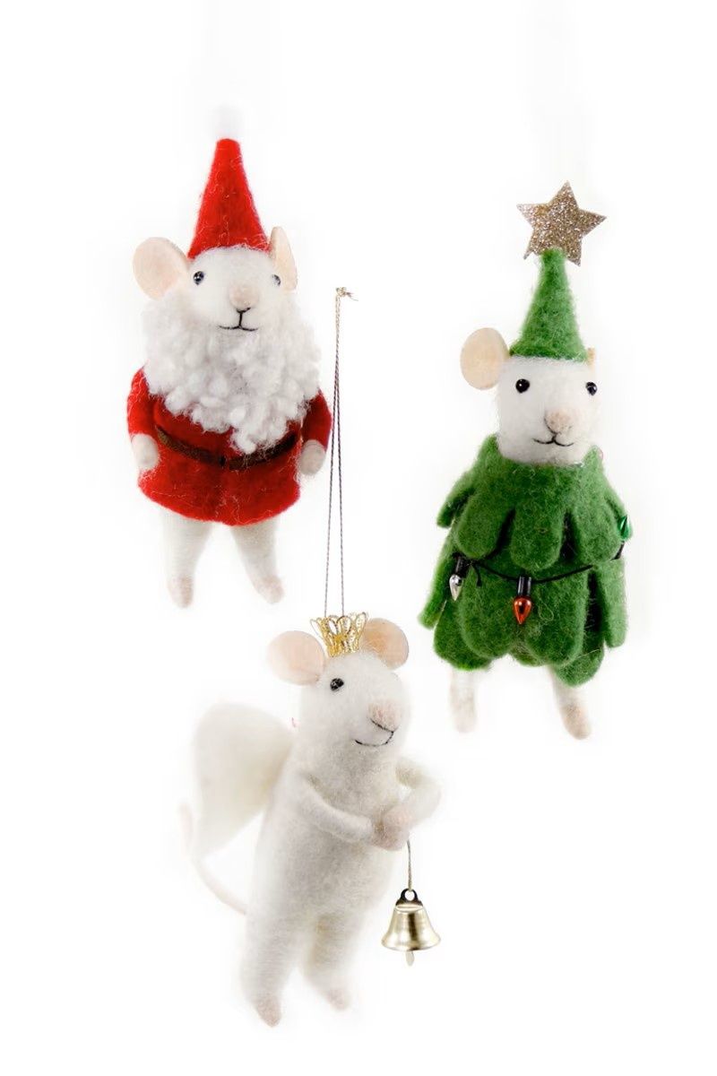 Felt Christmas Mice - Handmade Ornaments
