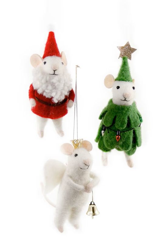 Felt Christmas Mice - Handmade Ornaments