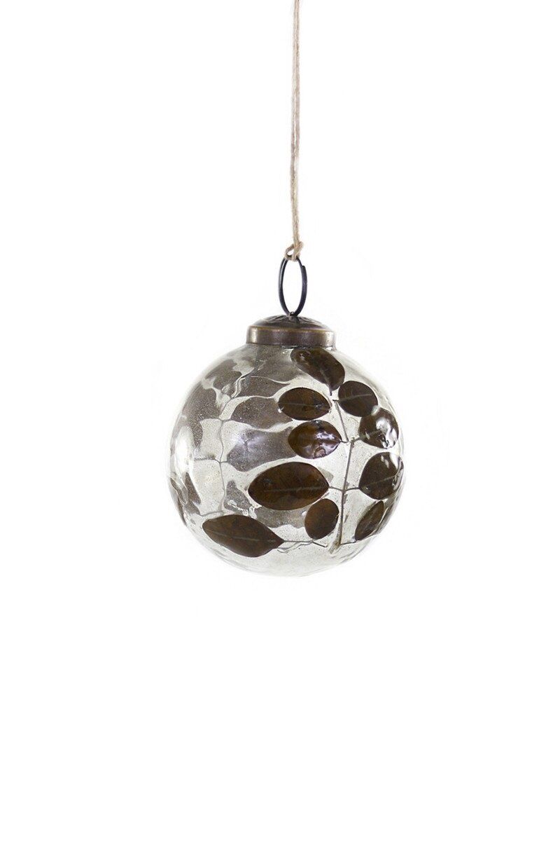 Black/White Botanical - Glass Ornament