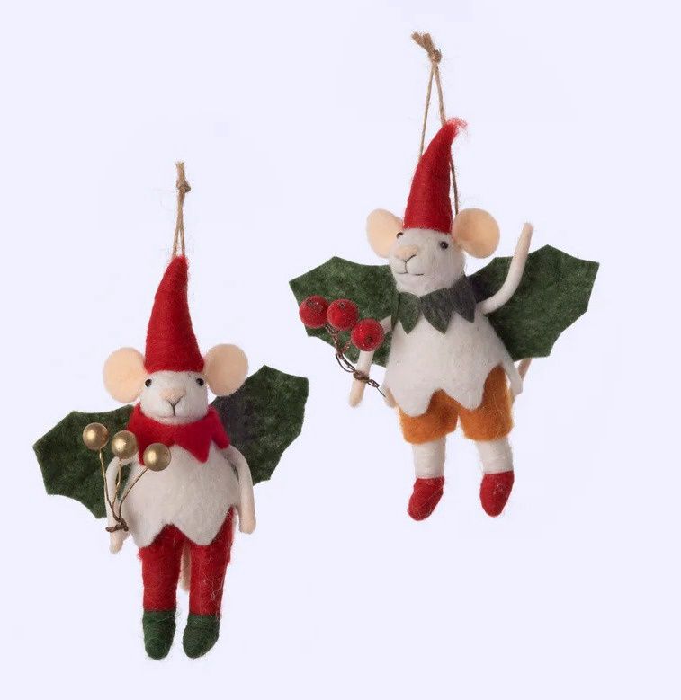 Flying Christmas Mouse - Felt Ornament