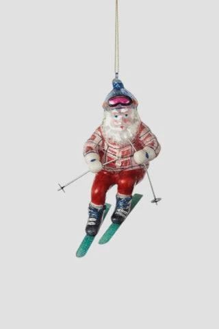 Skiing Santa Ornament