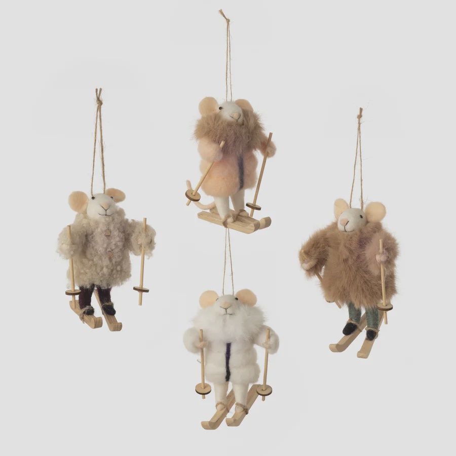 Skiing Mouse Ornaments