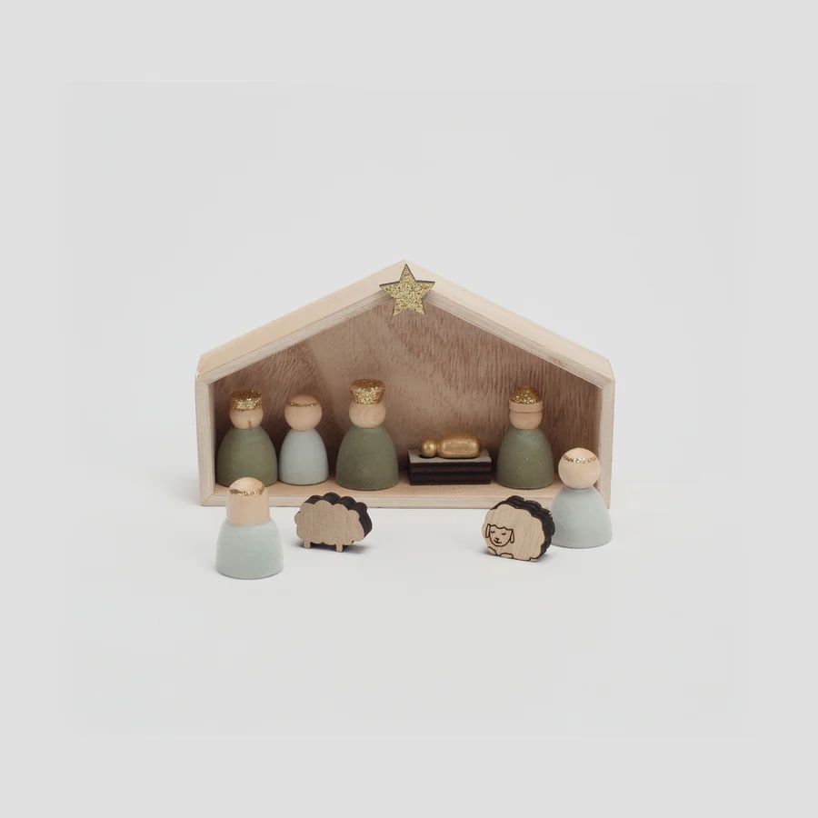 Flocked Nativity Set