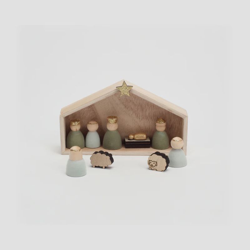Flocked Nativity Set