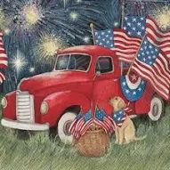 Old Glory Red Truck Napkins Cocktail Napkins