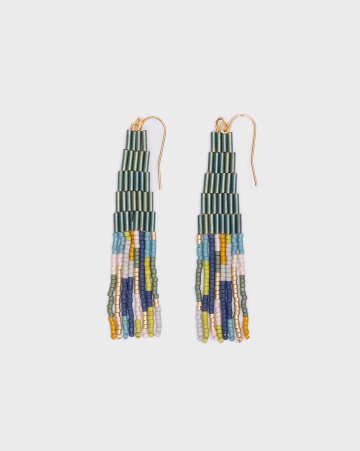 Abstract Beaded Earring- Emerald