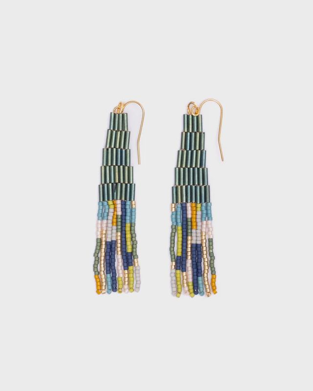 Abstract Beaded Earring- Emerald