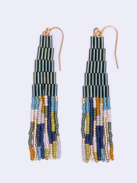 Abstract Beaded Earring- Emerald