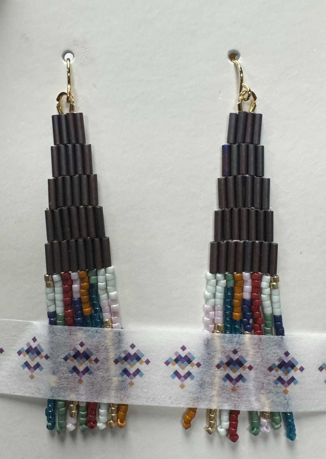 Abstract Beaded Earrings - Brown
