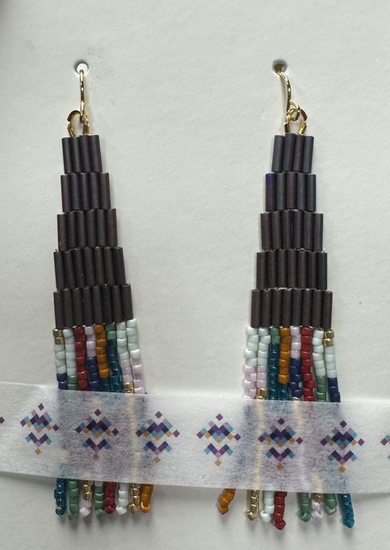 Abstract Beaded Earrings - Brown