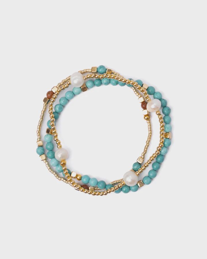 Gem and Pearl Turquoise Bracelet
