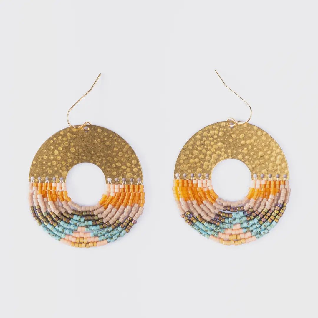 Circular Fringe Earrings- Earth