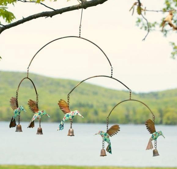 Floral Hummingbird Mobile - Metal