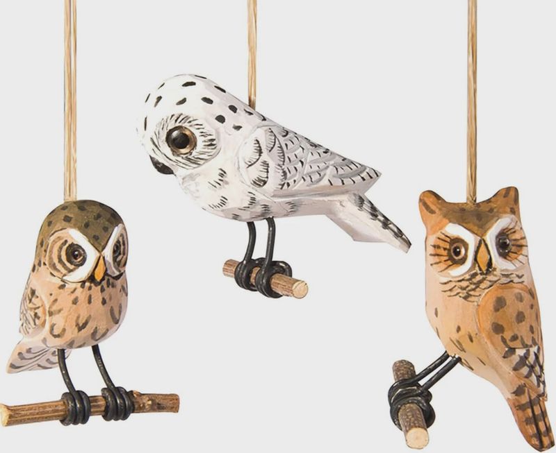 Carved Owl - Wood Ornament