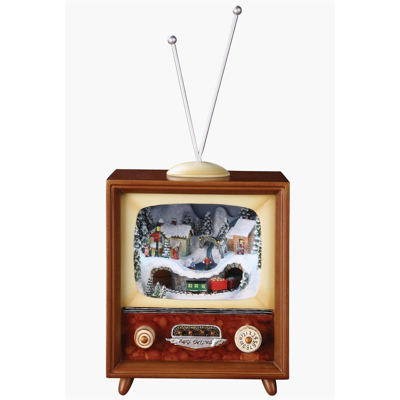Lighted TV Musical Town Music Box