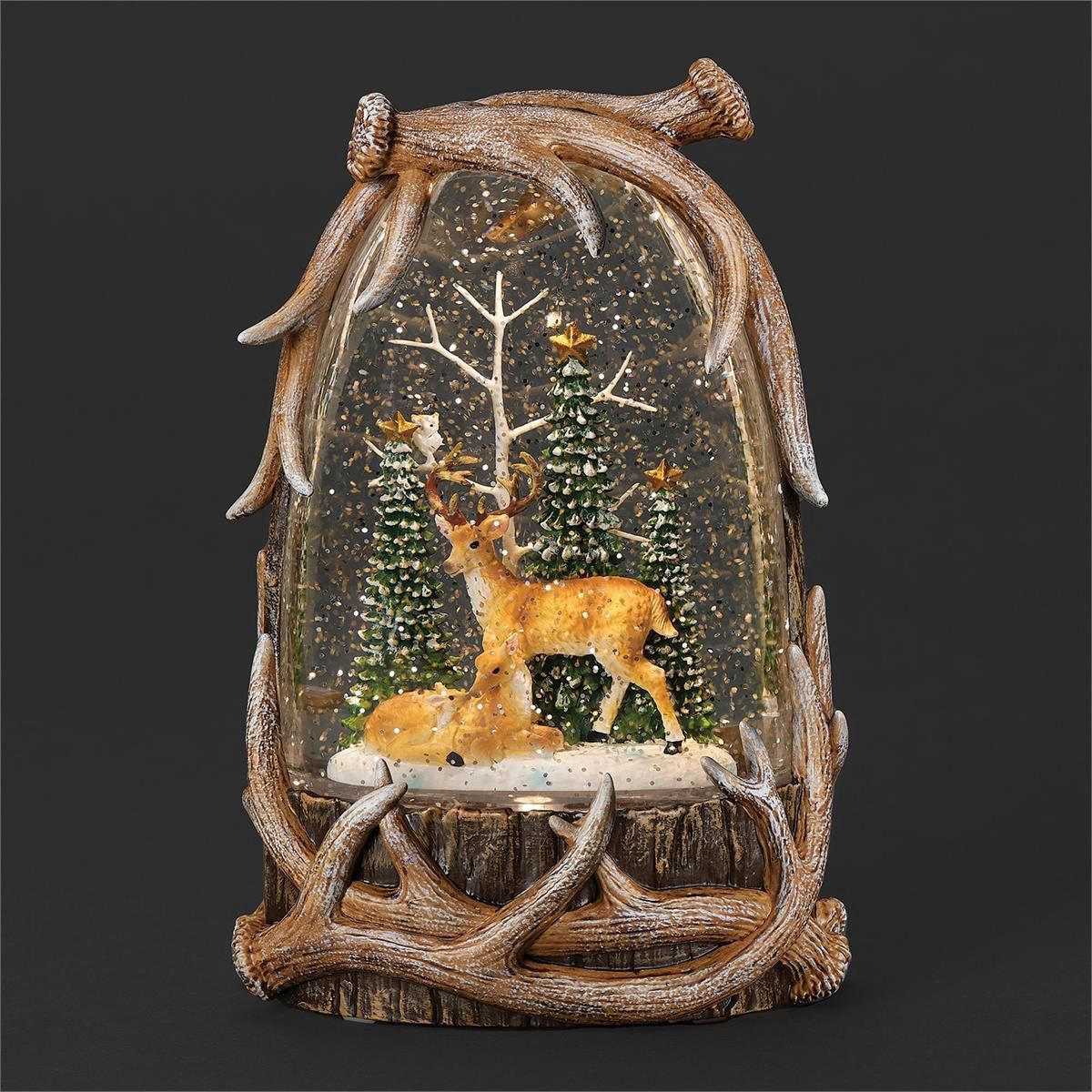 Antler Snowglobe and Deer in the Forest