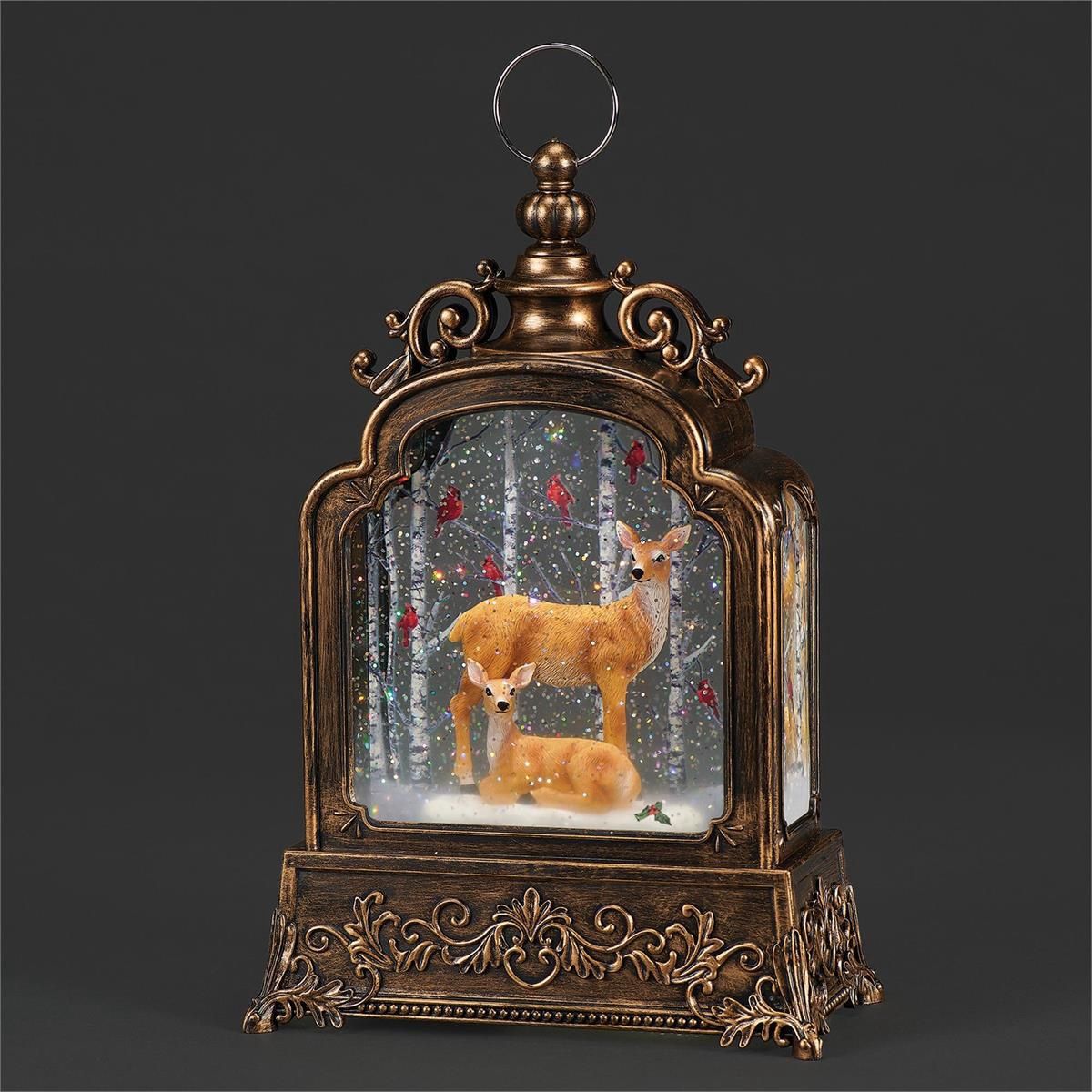 Cardinals, Birch Trees and Deer Lantern