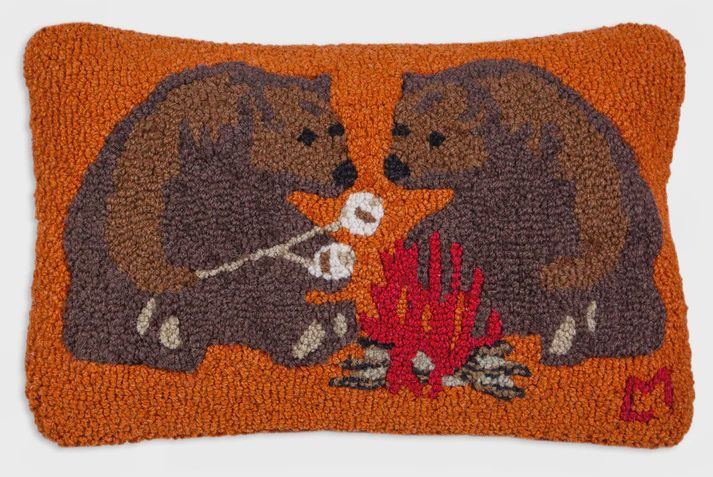 Campfire Bears - Wool Hook Pillow