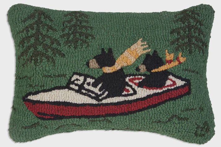 Boating Black Bears - Hooked Wool Pillow