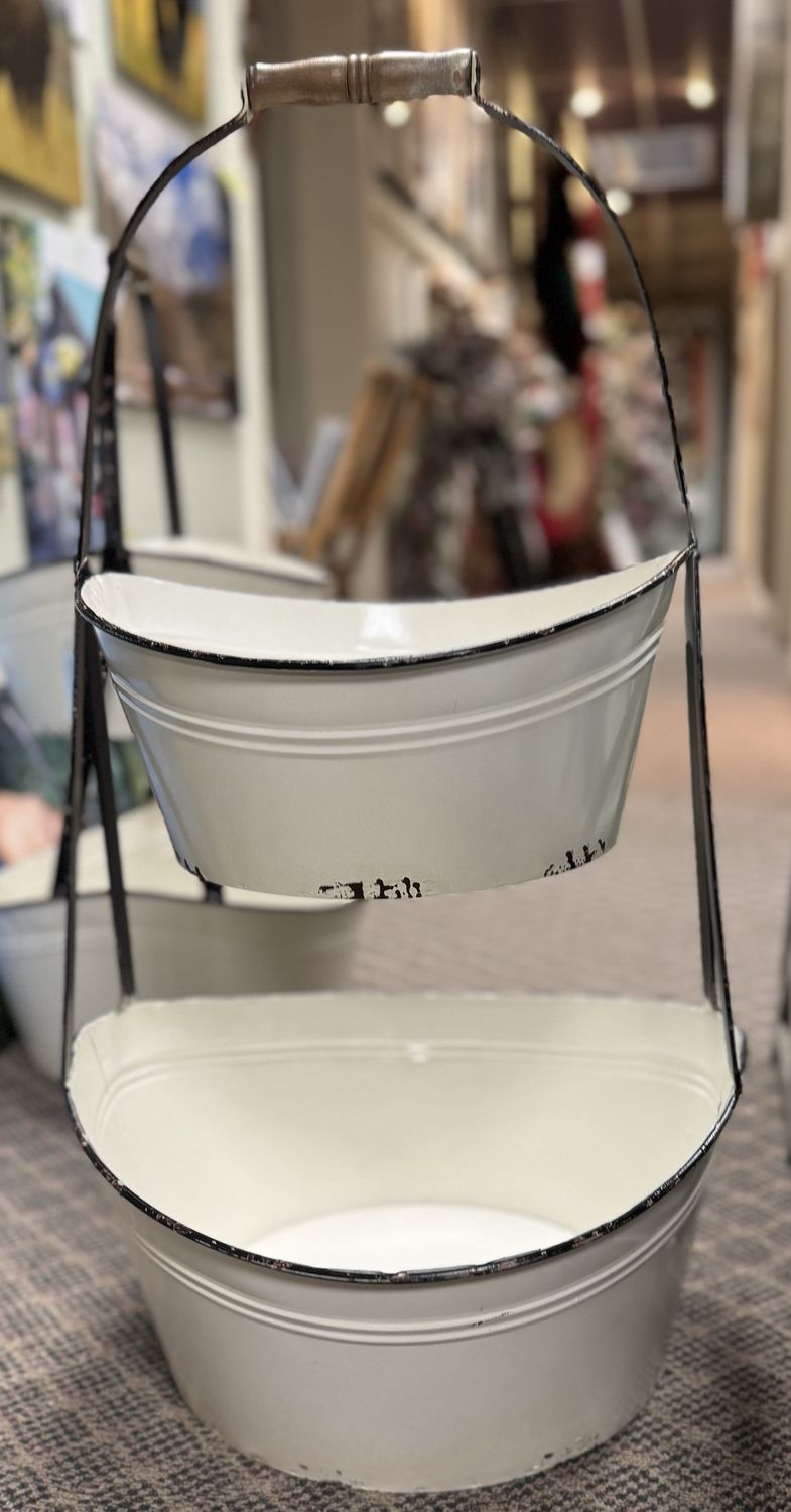 Rustic White Display Buckets Stand