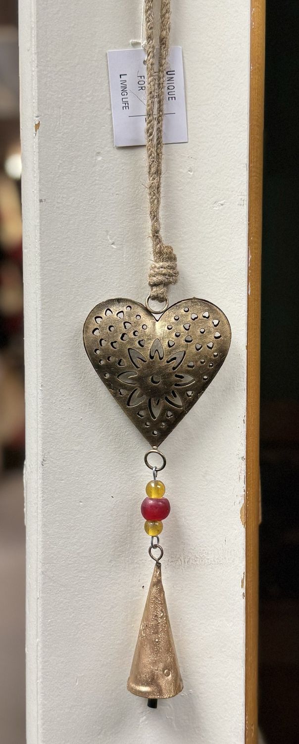 Metal Heart Ornament on Rope String