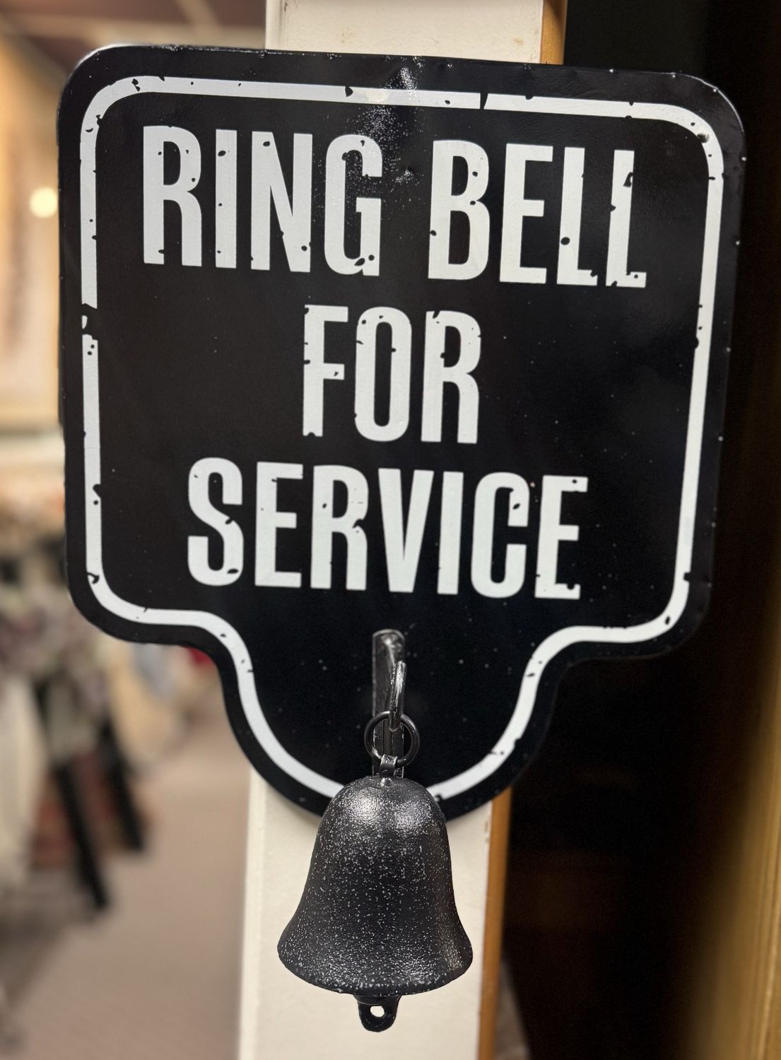 Service Bell Sign with Cast Iron Bell