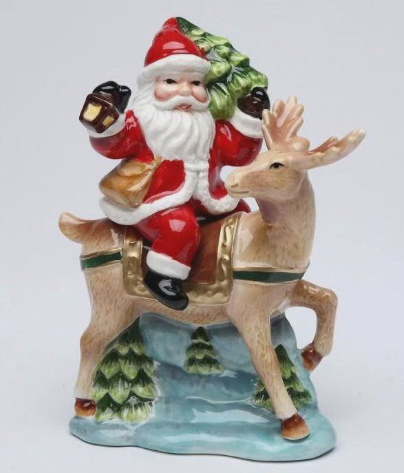 Santa with Reindeer Salt and Pepper Shakers