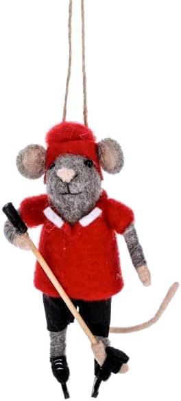 Mouse Hockey Player - Felt Ornament